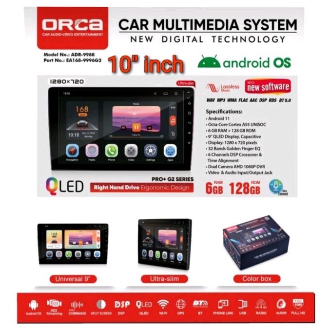 ANDROID 10&quot; ORCA PRO+G2 / ANDROID 9&quot; ORCA PRO+G2 Head Unit ANDROID ORCA ADR 9988 PRO PLUS G2 TERBARU