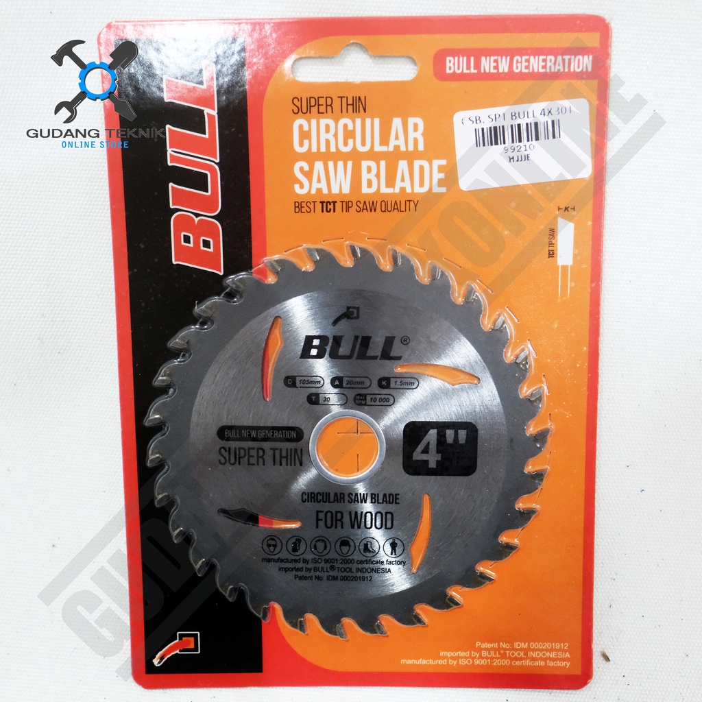 Mata Pisau Kayu Circular Saw 4&quot; 30T 40T SUPERTHIN BULL  / Mata Gergaji Circle 4 Inch 30T 40T Circular Saw Blade BULL