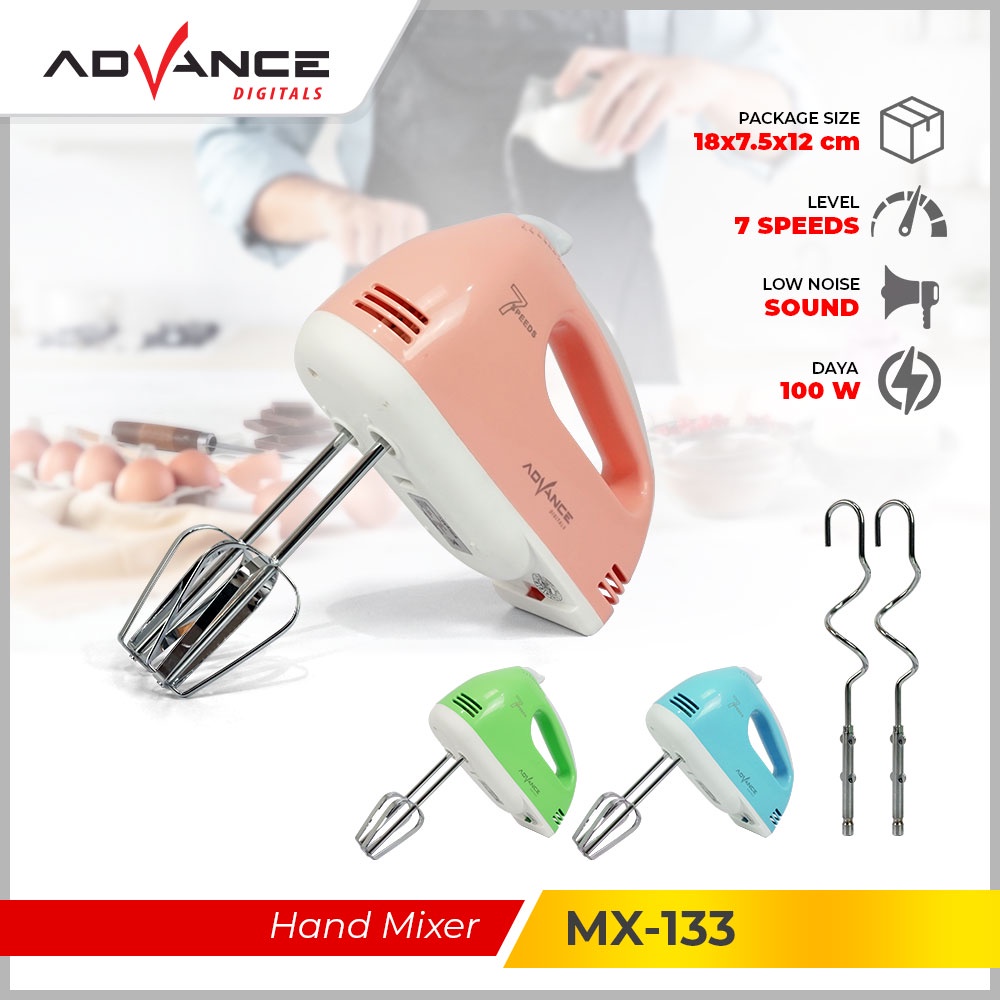 ADVANCE Hand Mixer 7 Speeds 100W MX133  | Garansi Resmi Advance 1 Tahun