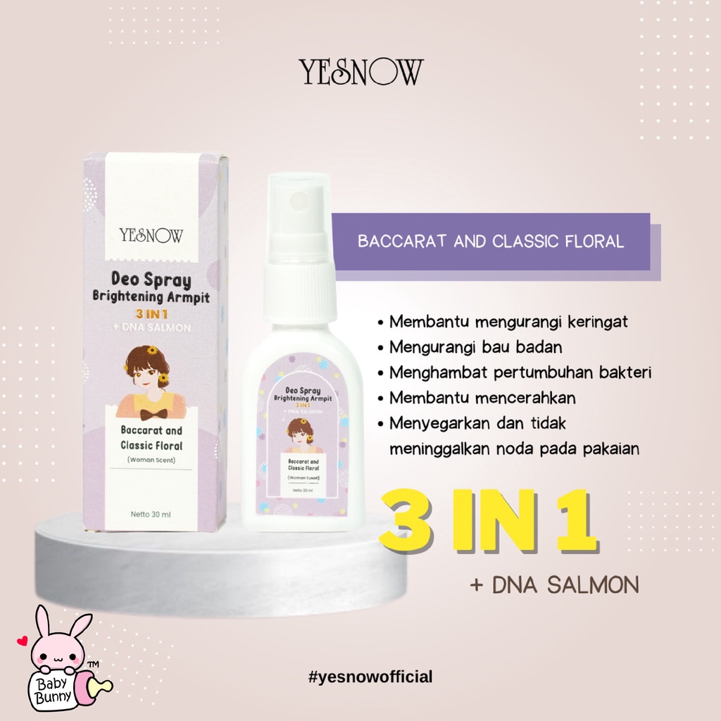 ❤ BELIA ❤ YESNOW Deo Spray Brightening Armpit 3IN1 + DNA SALMON 30ml | Brightening Armpit | BPOM