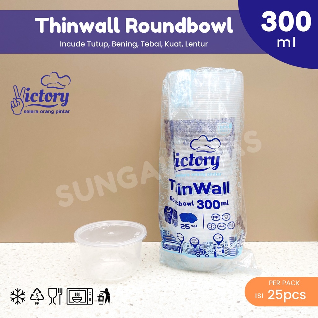 Thinwall Roundbowl 300ml Victory / Cup Mangkok Plastik / Cup Salad / Cup Puding