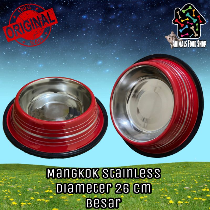Mangkok Makan Stainless Steel Uk 26cm Besar Mangkok Kucing Anjing