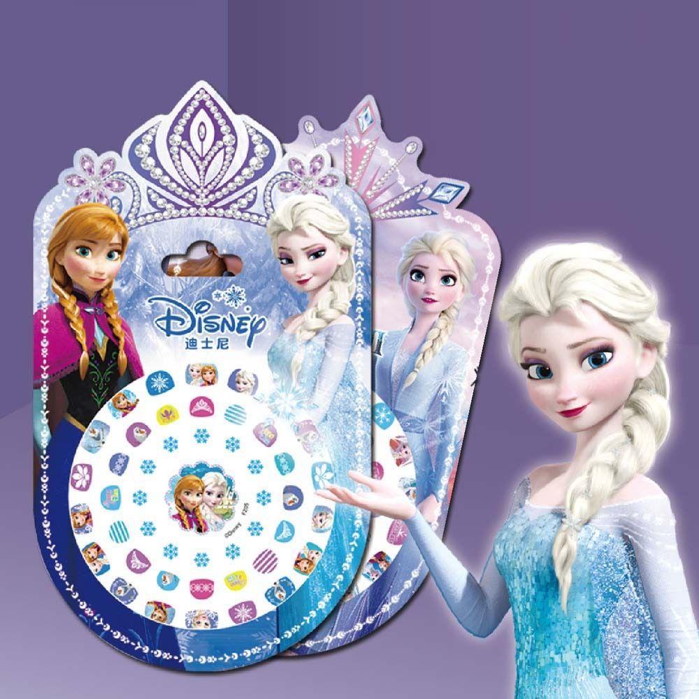 Mxbeauty Stiker Kuku Anak Fashion Bercahaya Anna Princess Elsa Princess Frozen Mickey Mouse Nail Art Dekorasi