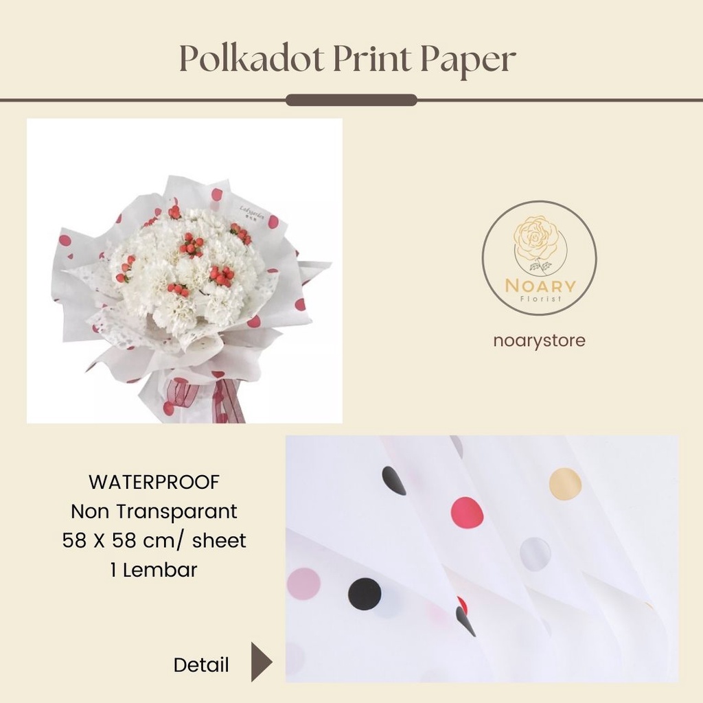 Polkadot Print Paper Kertas Bunga Wrapping Cellophane Paperwrap Buket Bunga Bungkusan Bunga / Flower Wrapping / Cellophane / Wrap / Kertas Bunga / Kertas Kado / Flower Paper / Kertas Grosir / Kertas Import / Kertas Cellophane / Florist / Buket Bunga / Flo