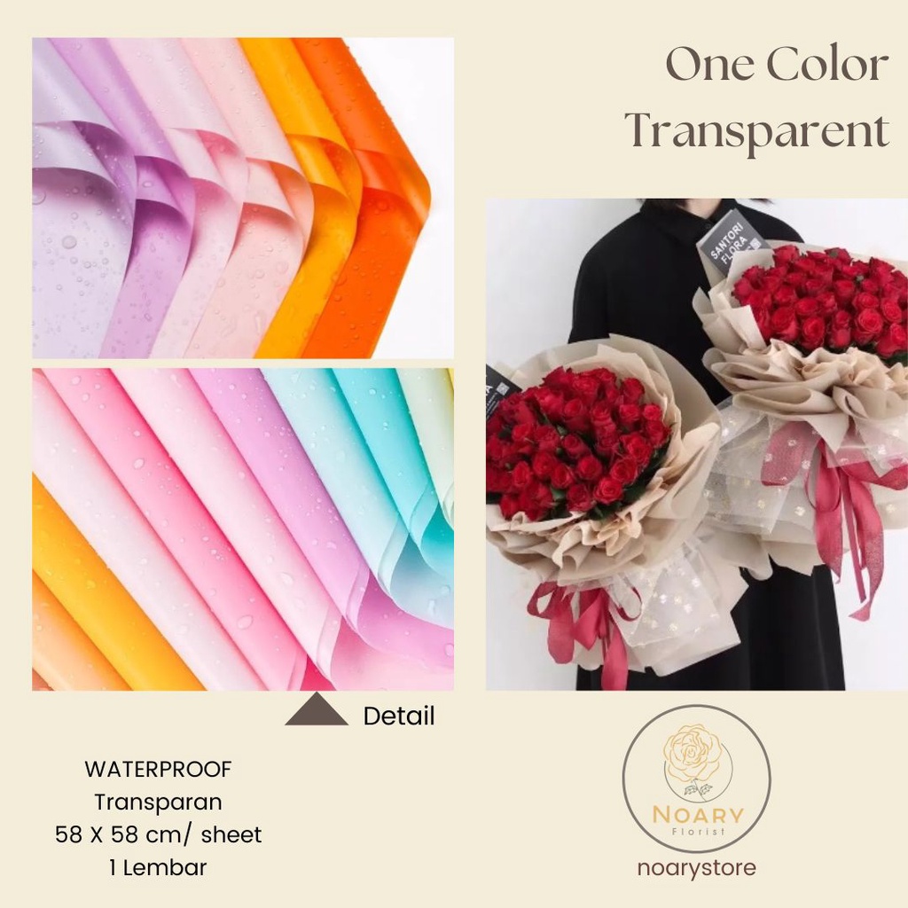 One Color Transparent Kertas Bunga Wrapping Cellophane Paperwrap Buket Bunga Bungkusan Bunga / Flower Wrapping / Cellophane / Wrap / Kertas Bunga / Kertas Kado / Flower Paper / Kertas Grosir / Kertas Import / Kertas Cellophane / Florist / Buket Bunga / Fl