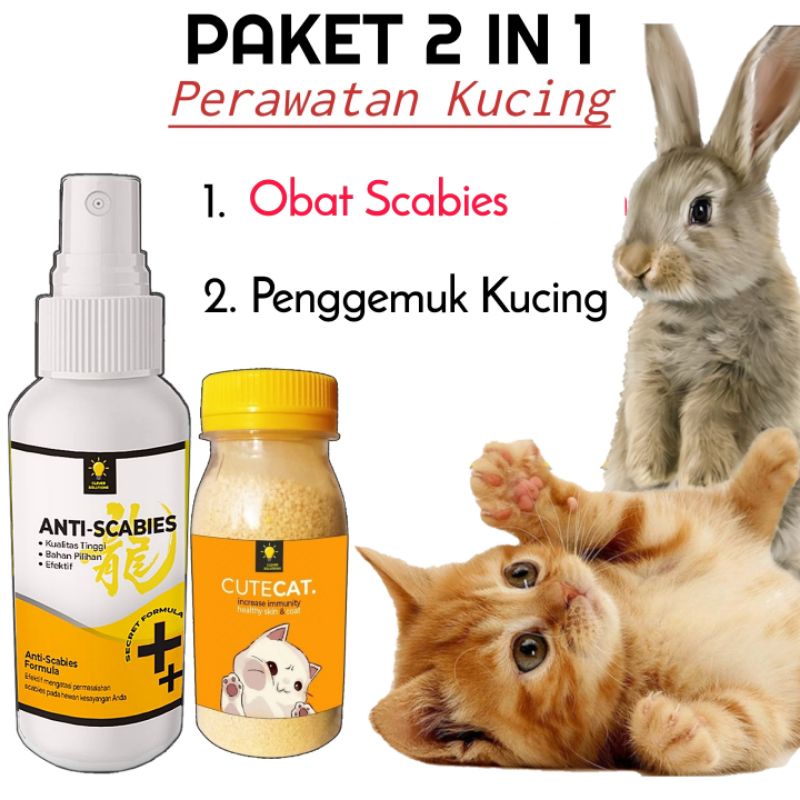 Paket Hemat Penggemuk Kucing Dan Obat Anti Scabies jamuran Borok Bulu Rontok Pada Kucing Kelinci Anjing Anti Bakteri