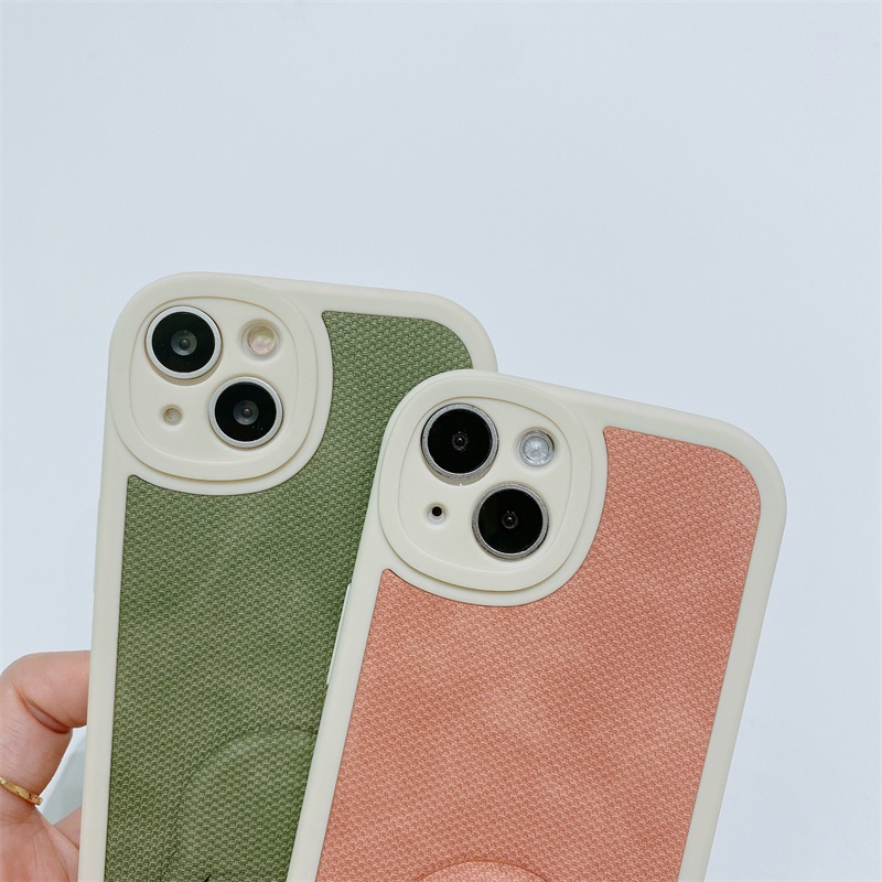 Soft Case Bahan Kulit TPU Anti Sidik Jari Dengan Bracket Magnetik Untuk IPhone 14 13 12 Pro Max I11