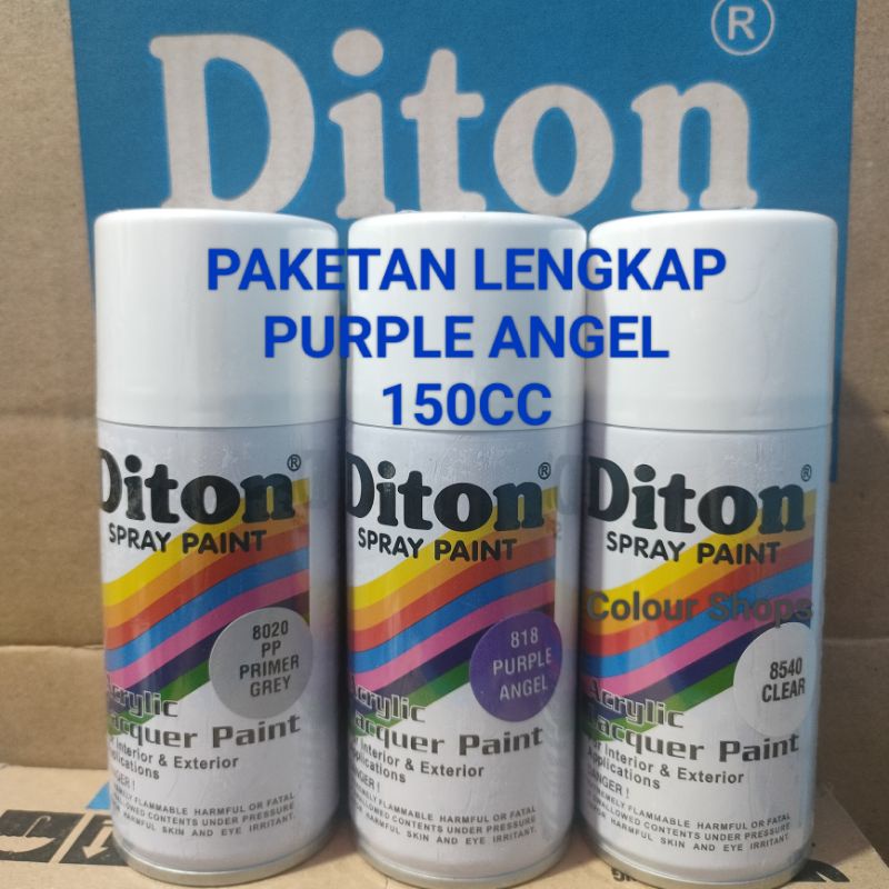 Pilok Cat Diton Purple Angel 818 Primer Grey Epoxy 8020 Clear 8540 Paketan Ungu Glossy 3 pcs 150cc Pilox Cat Semprot Diton Spray Paint