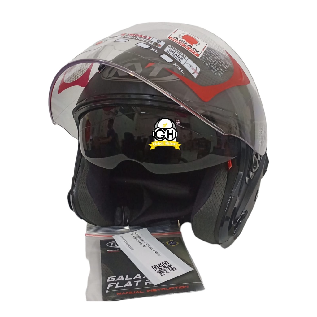 HELM KYT GALAXY SLIDE FLAT R SOLID MATT BLACK POLOS FLAT VISOR