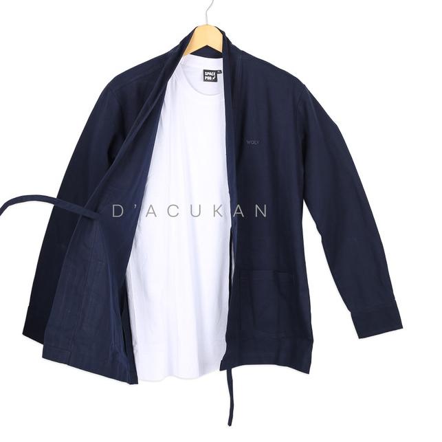 Autum Outer Kimono Pria Loose Casual - Navy, L