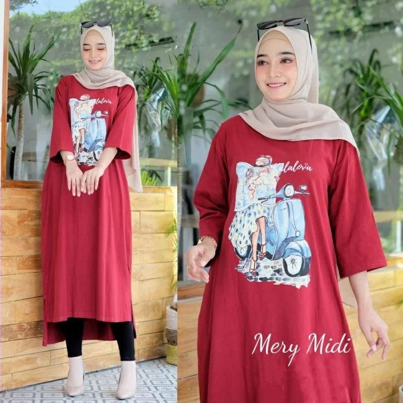 MERY MIDI DRESS / DRESS KEKINIAN / DRESS TERMURAH / DRESS PRNTING