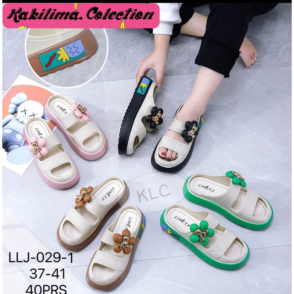 Sandal clog wedges korean perempuan slop karet jelly wanita linetex029