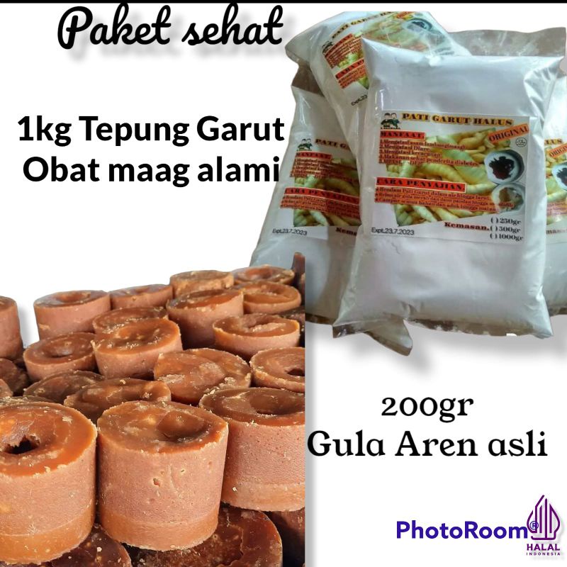 Tepung Pati Garut Premium | Pati Asam Lambung 1kg + gula aren asli  200gram