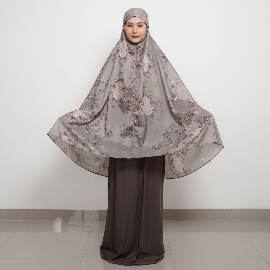 ALIF MUKENA MINI MOTIF PARASUT PREMIUM KOREA TRAVEL - SALVIA IN COFFEE BEAN ( MKN-203 )