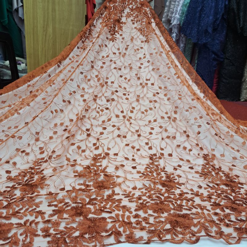kain tile lace bordir mutiara