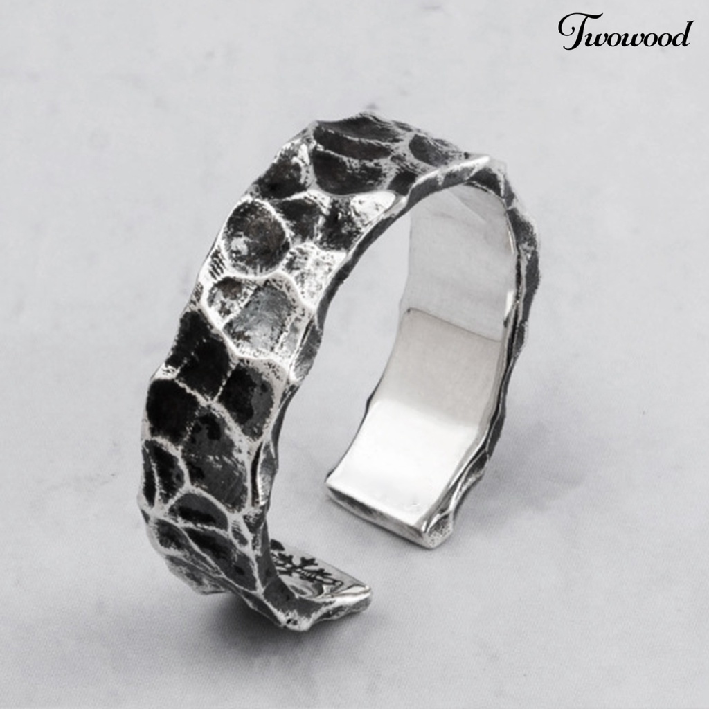 Cincin Model Terbuka Bahan Alloy Motif Retak Gaya Retro Untuk Pria