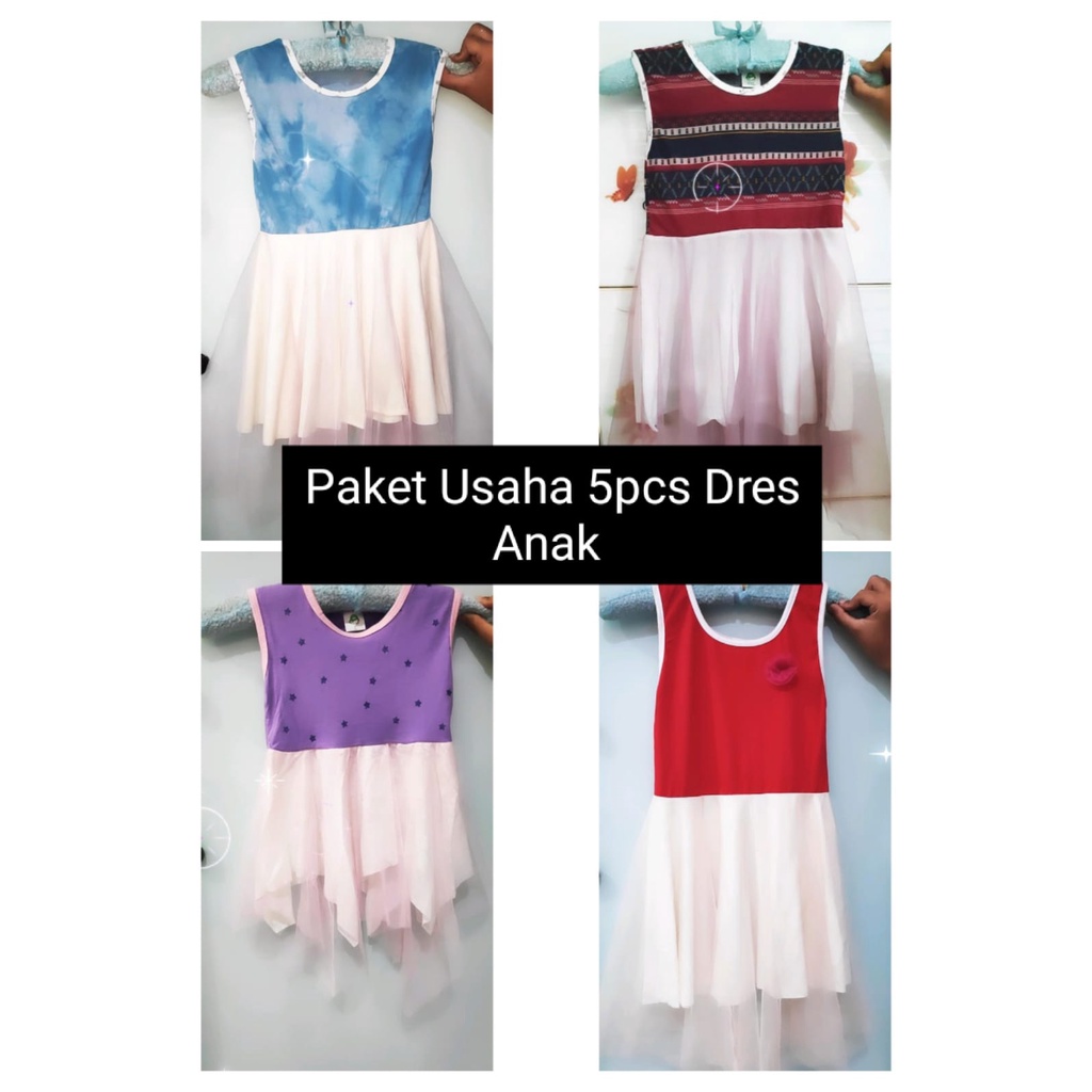 PAKET USAHA 5PCS DRESS ANAK LUCU GAUN ANAK PEREMPUAN