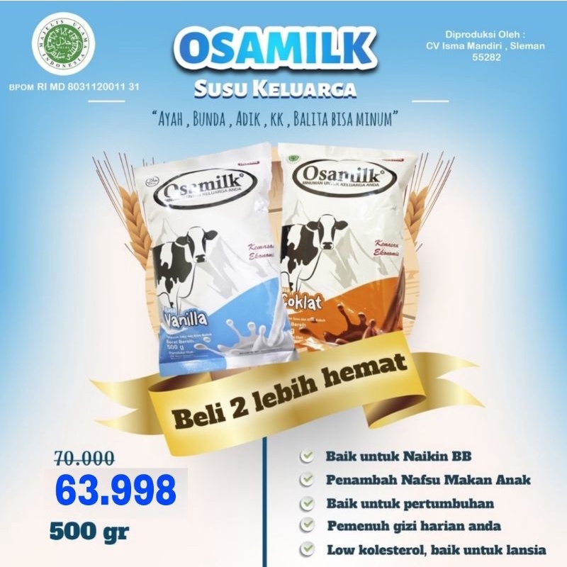 

READY STOK OSAMILK SUSU BUBUK OSAMILK COKLAT OSAMILK VANILLA
