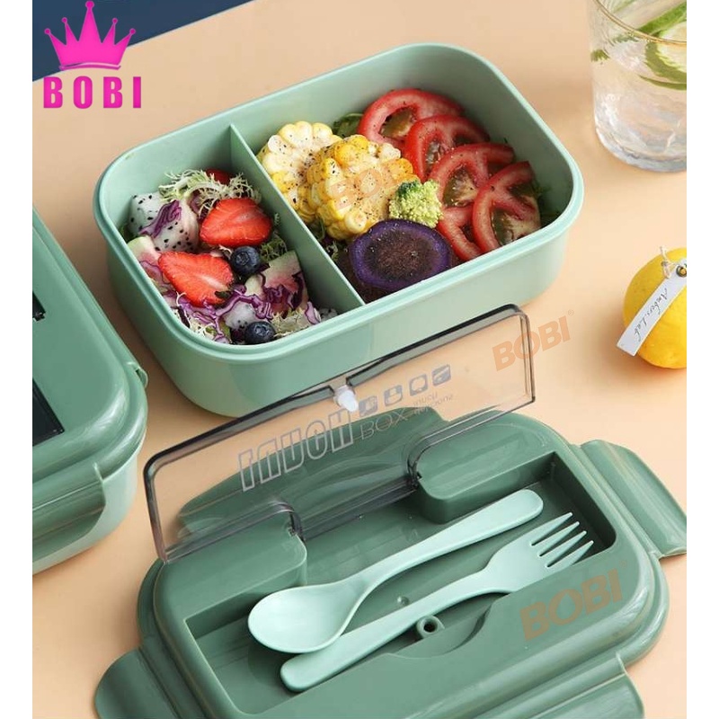 Tempat Bekal Makanan Set 1500 ML  //  Lunch Box Set kode TMK 001-4 //Kotak Bekal Makan ​1500ml  Free Sendok,Garpu Ada gagang