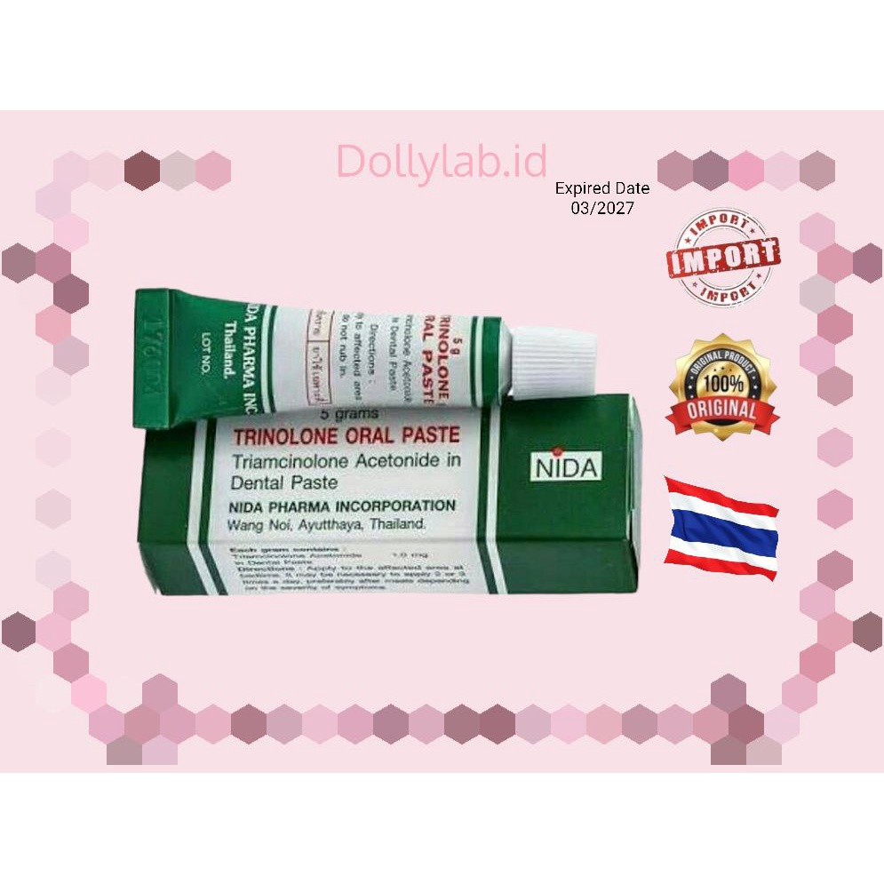 NIDA TRINOLONE ORAL PASTE - Salep Sariawan | Untuk Sariawan (Obat Sariawan) ORIGINAL THAILAND 5gr