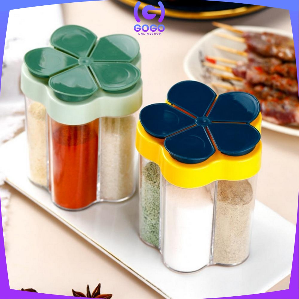 GOGO-C97 Tempat Bumbu Dapur 5 Sekat Bentuk Bunga Multifungsi / Wadah Penyimpanan Bumbu Masak Serbaguna Seasoning Jar Kitchen