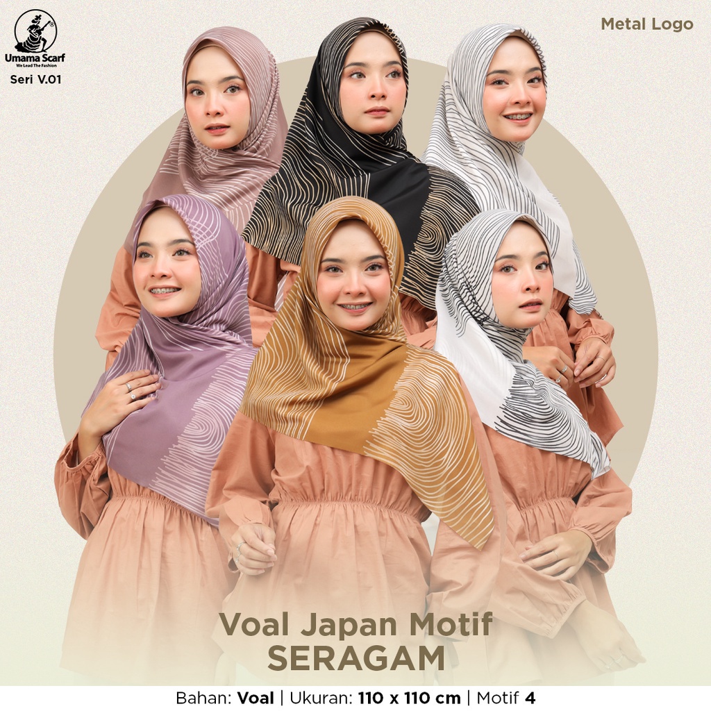 Umama Scarf - jilbab Motif Segi Empat Voal Japan Print Lc DAPET 5 PCS