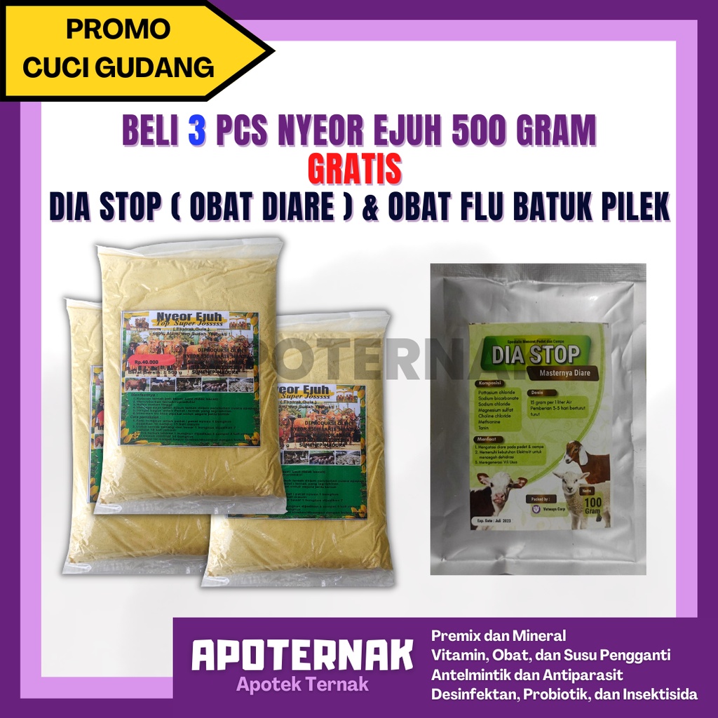 JAMU NYEOR EJUH 3 PCS GRATIS Produk Obat Cacing, Batuk, Vitamin, Diare / mencret, obat kutu / gudik, jamu herbal grow promotor, Ternak   | Apoternak