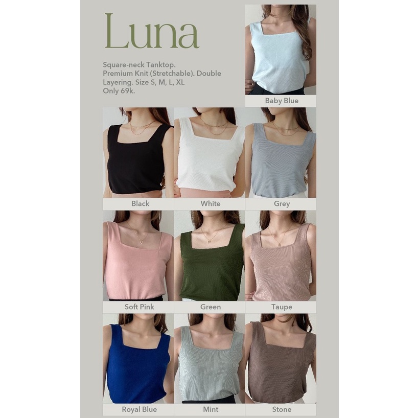 Luna Basic Tank top – Ocha Wear | Tanktop Camisole | Atasan Wanita | Korean Premium Knit Top