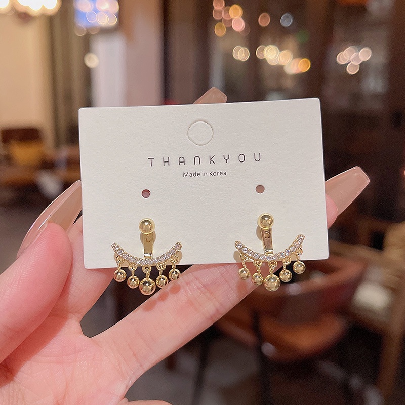 Anting Tusuk Gantung Bahan Sterling Silver 925 Desain Kacangrumbai Gaya Mewah Untuk Wanita