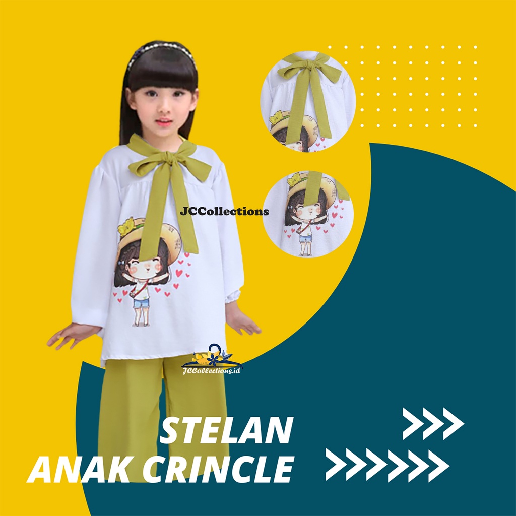 Stelan Anak perempuan Crincle Viral slebew terbaru dengan bahan kringkle premium Kiranna - JCCollections