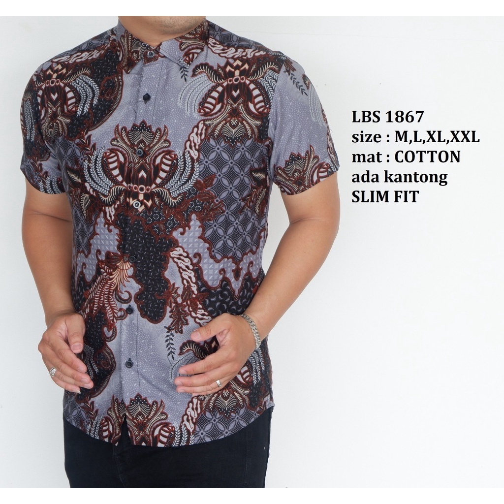 KEMEJA BATIK PRIA SLIM FIT BAJU BATIK PRIA SLIM FIT PREMIUM LBS1867