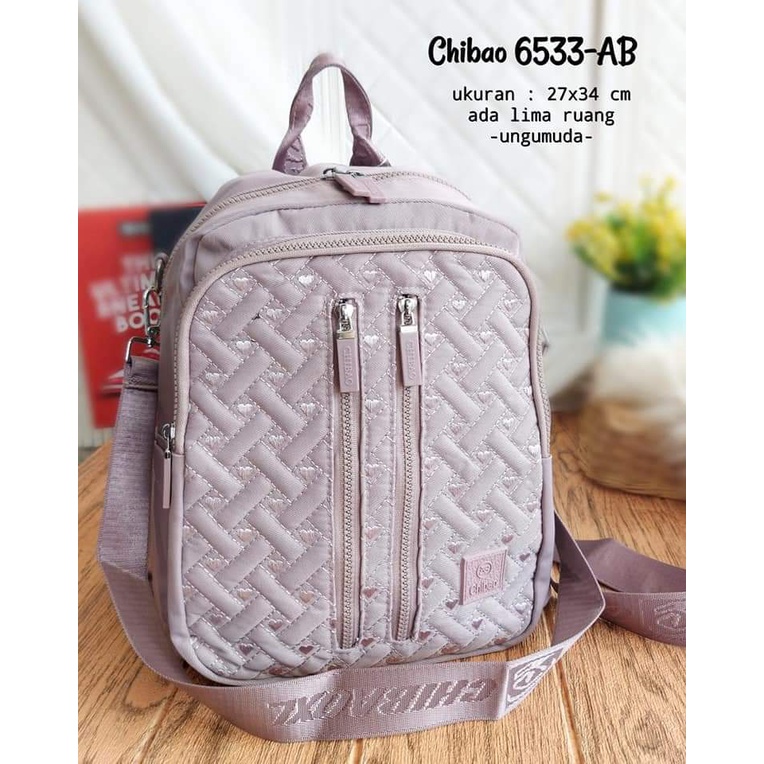 Tas Ransel Chibao 6533-AB bahan Kanvas Halus size 35x13x26 cm. Tas Wanita Import Tas Ransel Wanita BEST SELLER TERBARU BISA BAYAR DITEMPAT.!!!!