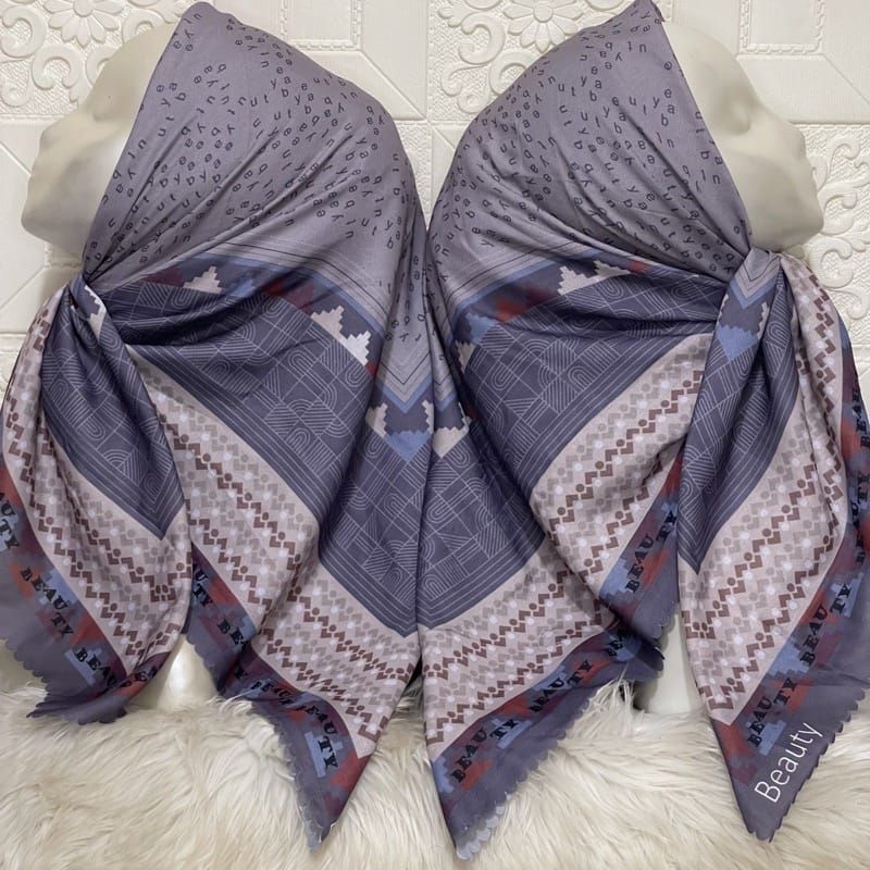 WDAqifa Segi Empat Deenay KW Voal Motif Beauty Abstrak Ready Taro Lilac