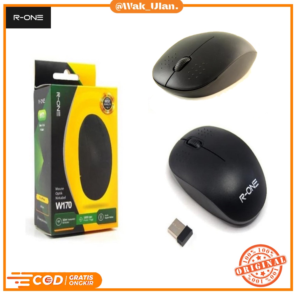 MOUSE WIRELESS TANPA KABEL CABLE CABEL R-ONE W170 PC LAPTOP KOMPUTER COMPUTER