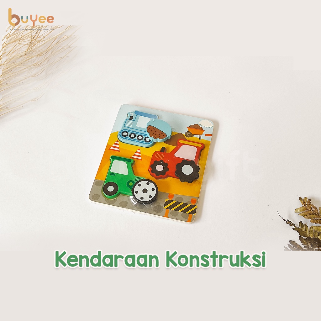 Puzzle Kayu Knob 3D Edukasi Anak | Mainan Jigsaw Puzzle Interaktif