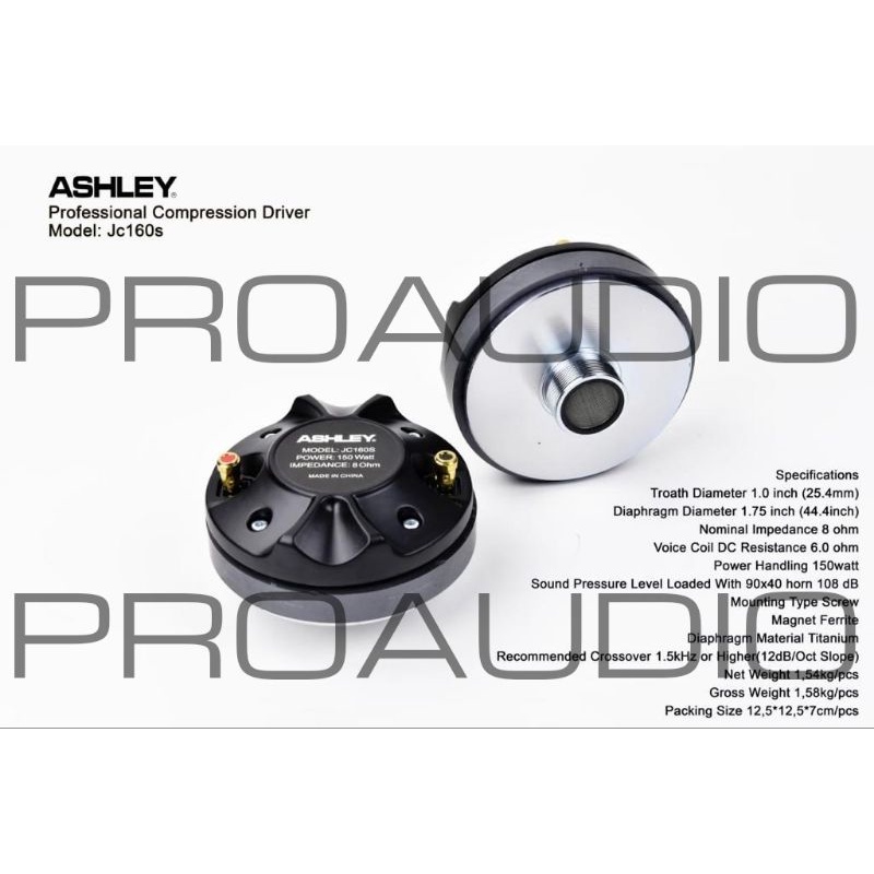 Tweeter Magnet Ashley JC 160 S Compression Driver Ashley JC160S Ori