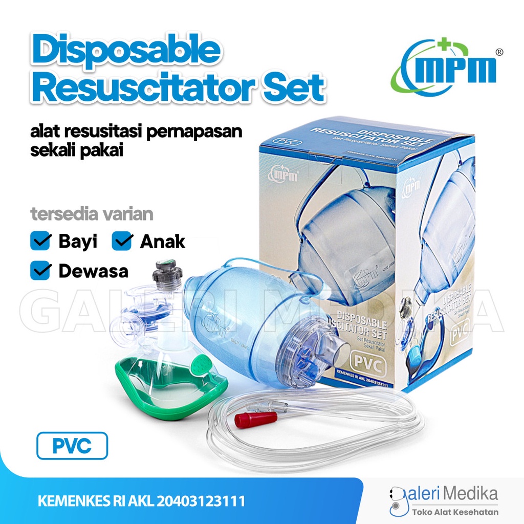 MPM Ambubag PVC Disposable Resuscitator / Ambu Bag MPM - Alat Bantu Pernapasan