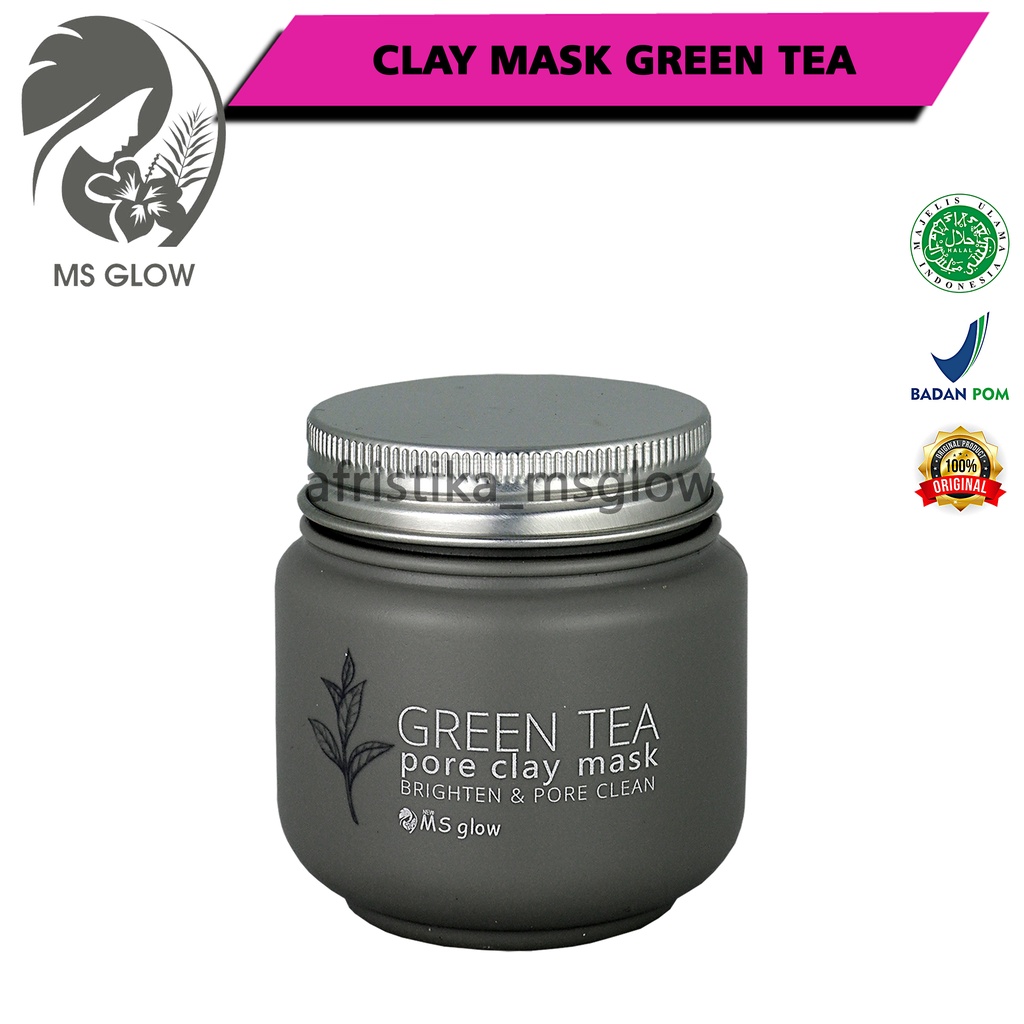 Ms Glow Clay Mask Charcoal &amp; Greentea Masker Wajah Original