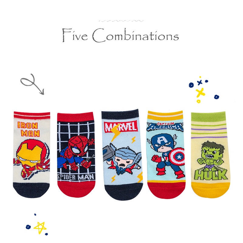 ELFYDO KS23 Kaos Kaki Socks Cowok Laki Laki Superhero Ironman Spiderman Captain America