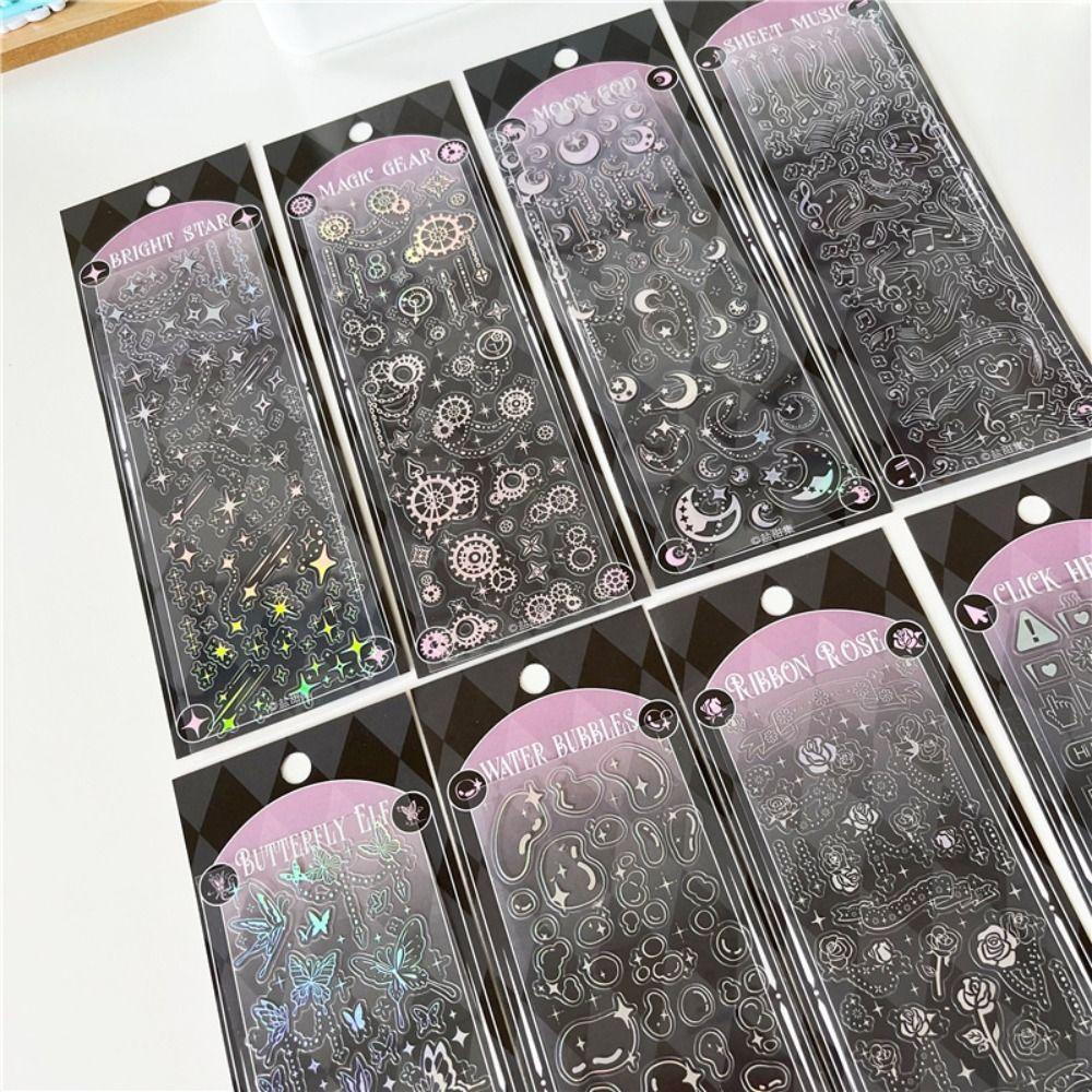 Mxbeauty Goo Card Stiker 1 Pc PVC Aksesoris Jurnal Hias Laser Panas Perak DIY Handbook Album Foto Dekorasi DIY Craft Album Foto Scrapbook Dekorasi