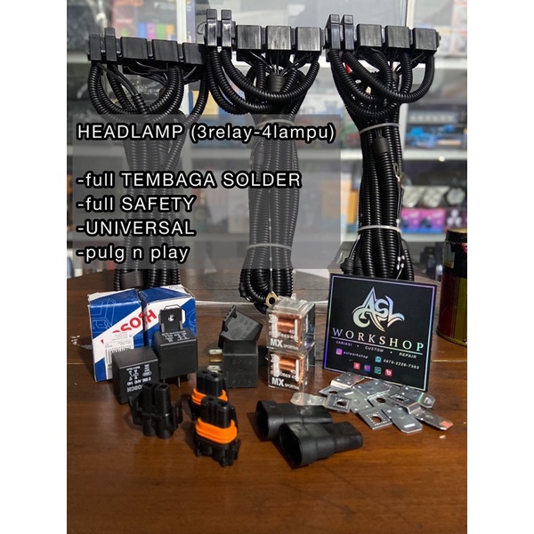 KABEL SET HEADLAMP UNIVERSAL 3RELAY-4LAMPU MX/HELLA/BOSCH