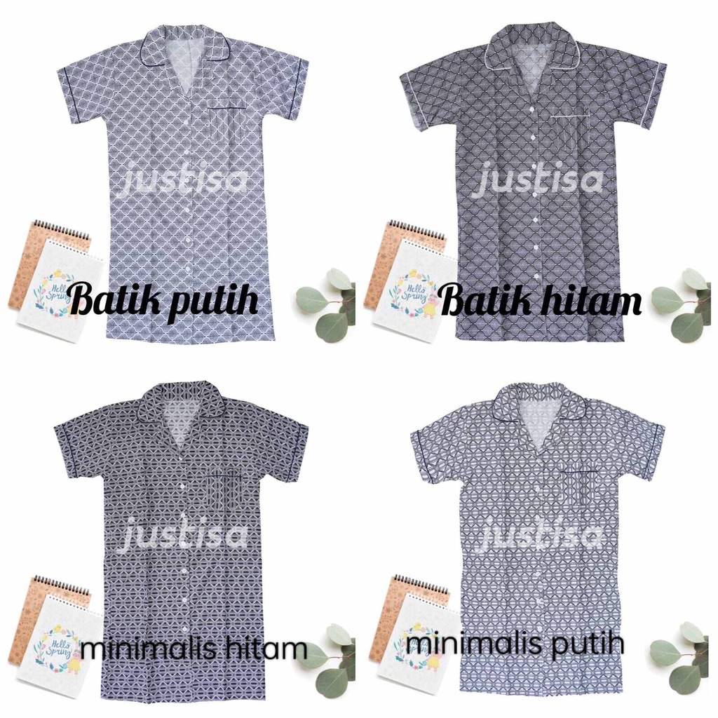 all size baju terusan piyama daster berkerah katun jepang