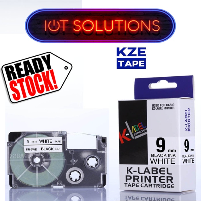 Barcode Label Tape 9Mm Xr-9We Compatible Printer Casio Kl-60 Kl-60Sr Kl120 Ez