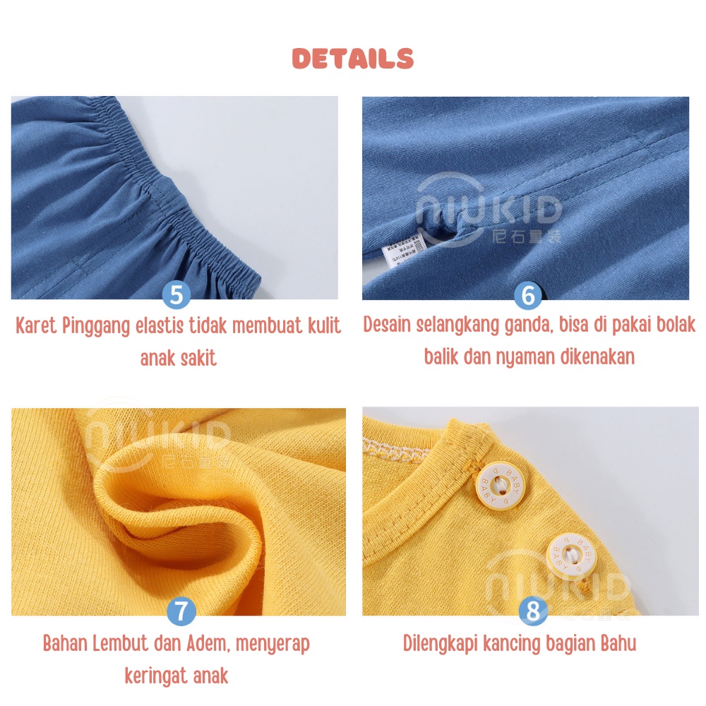 NIUKID SETELAN ANAK 0 2 TAHUN SETELAN BAYI PIYAMA BAYI BAJU PENDEK DAN CELANA PENDEK BAJU BAYI LAKI LAKI BAJU BAYI PEREMPUAN #B131 - #B137