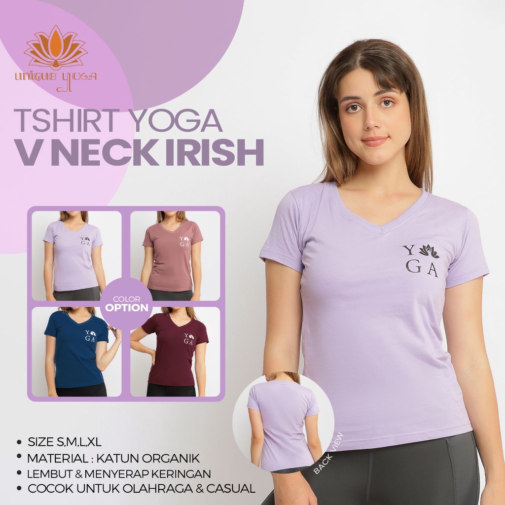 Tshirt Yoga V Neck Irish / Baju Yoga / Tshirt Wanita Murah / Baju Kaos Yoga Wanita V Neck Irish / Ka