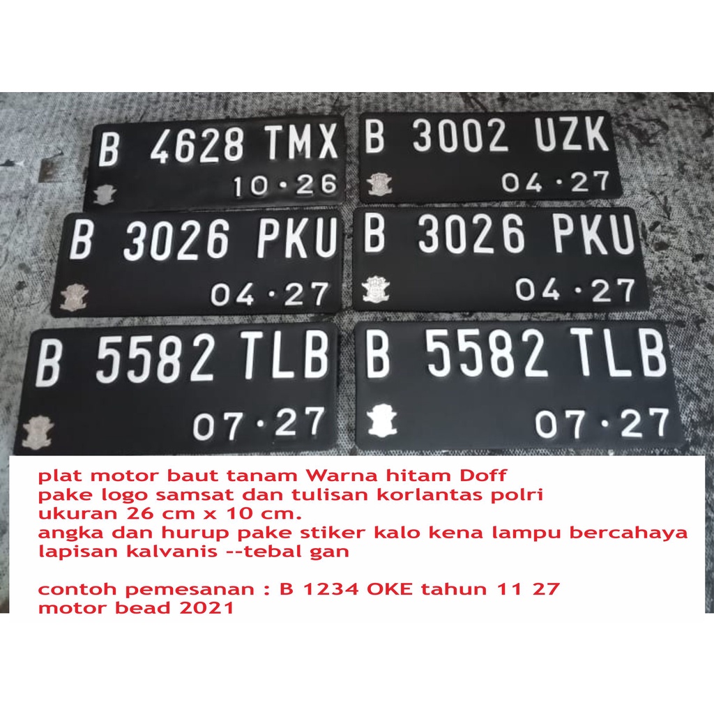 PLAT NOMOR MOTOR BAUT TANAM HITAM
