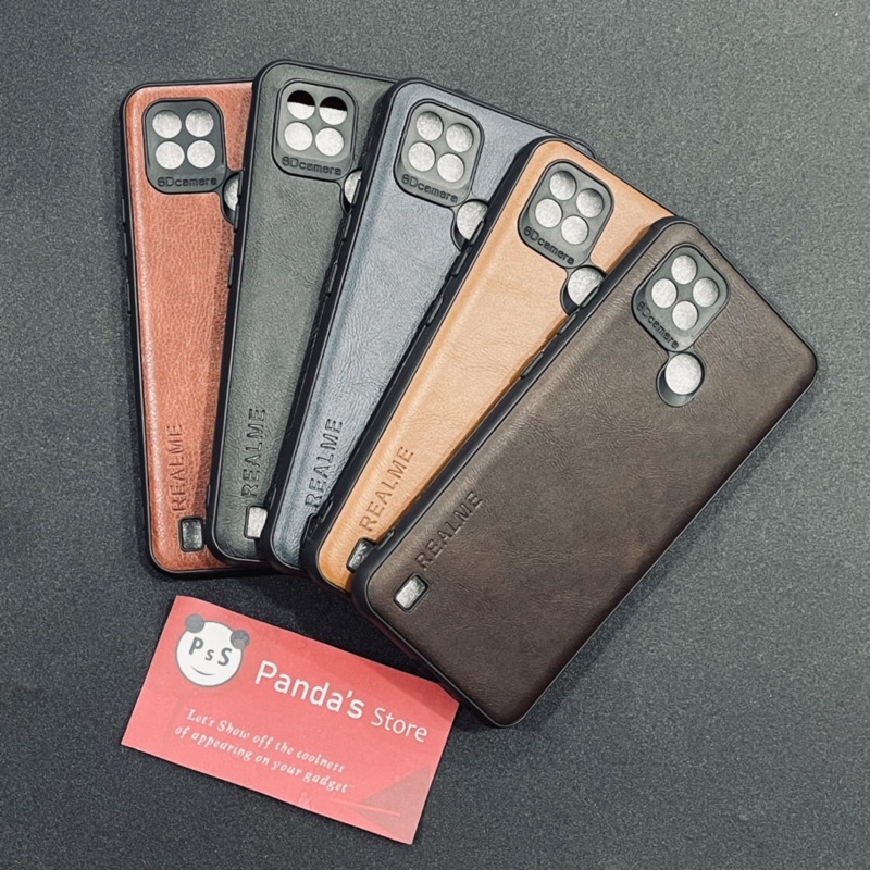 Leather Case Realme C21 Softcase Kulit Elegan Casing Slim Fit