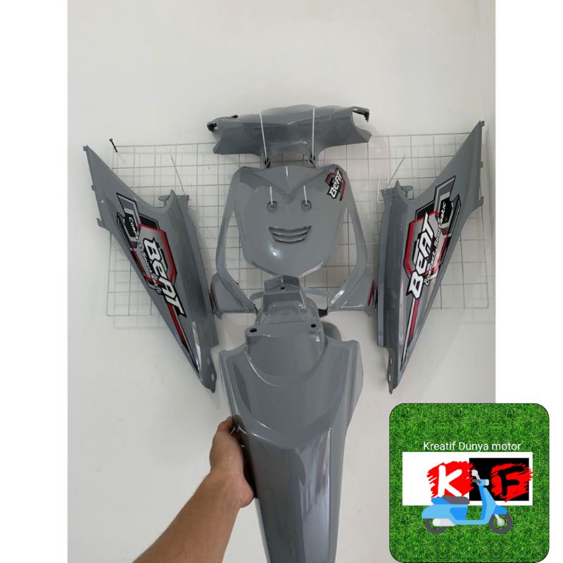 cover body full halus Honda beat karbu lama warna abu-abu sudah sama stripping Honda beat karbu lama