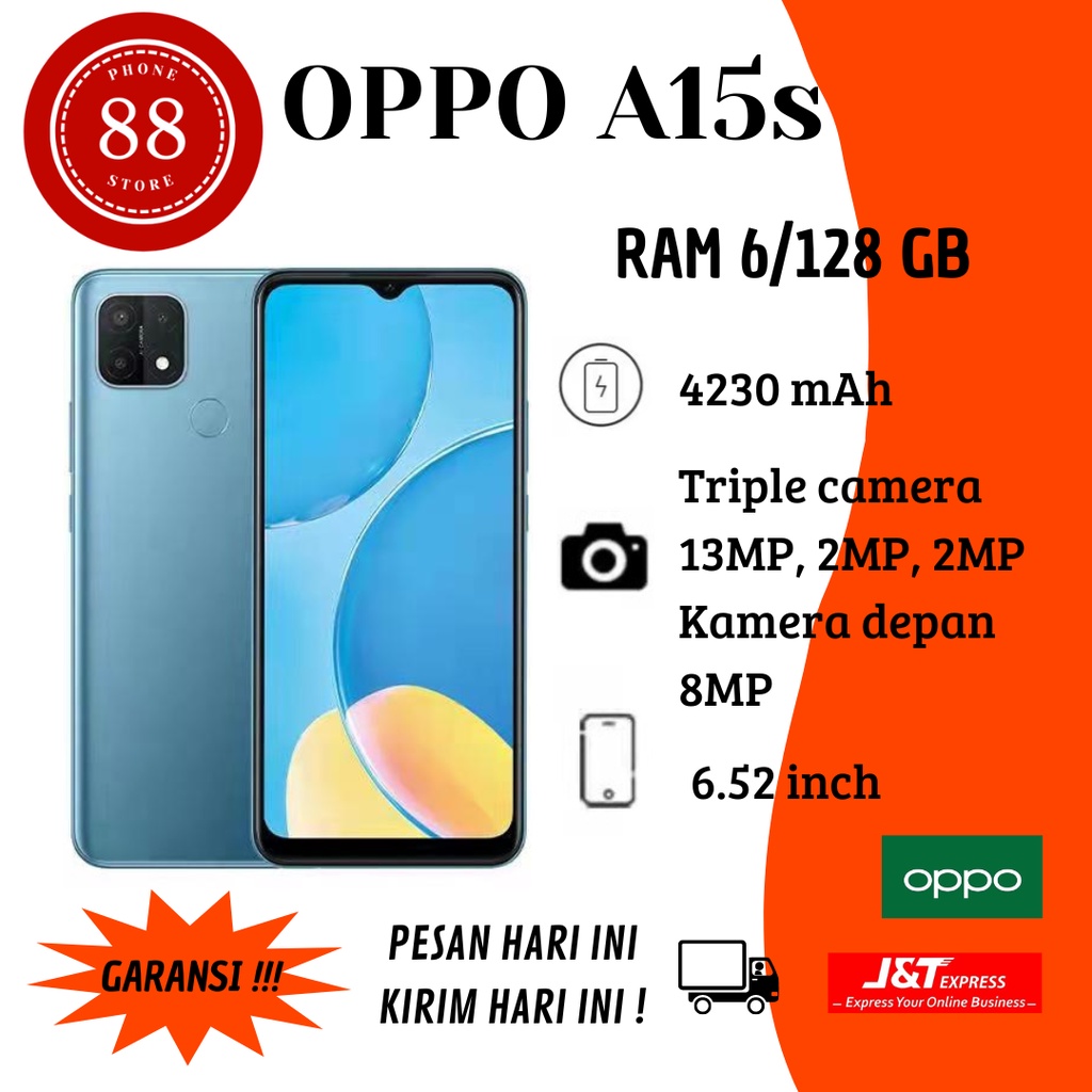 OPPO A15S RAM 6/128GB GARANSI 1TAHUN