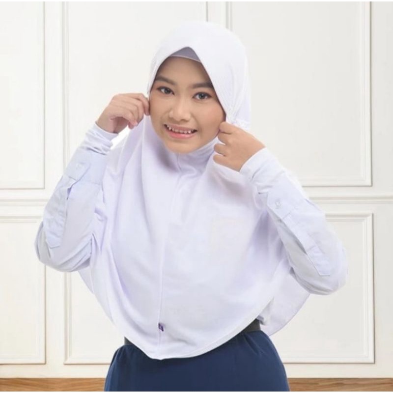 Kerudung Sekolah Innova Instan Anak SD SMP SMA Serut Samping / Belakang Rabbani Original